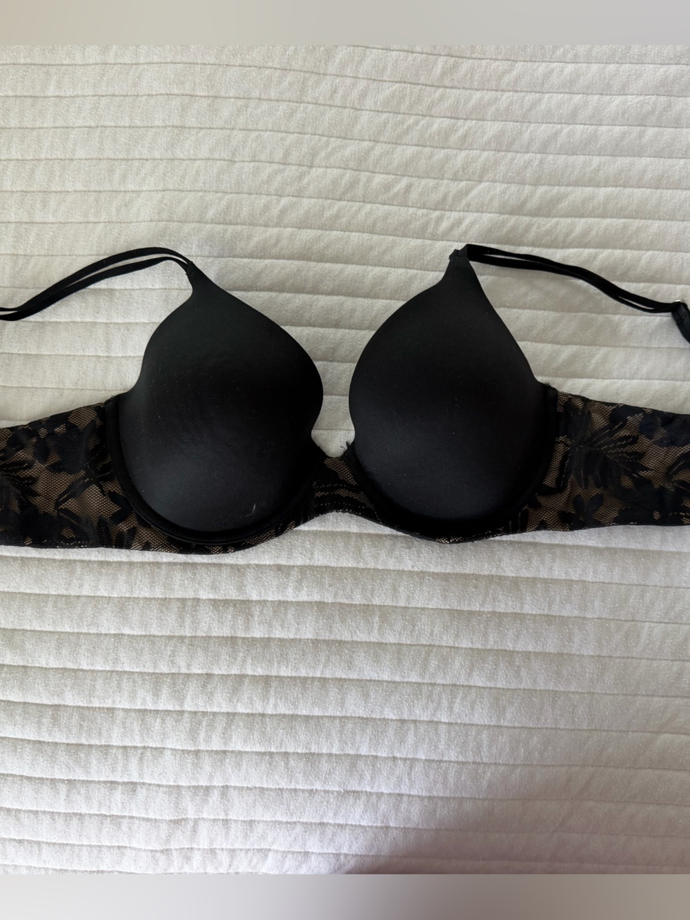 Aerie Black Lace-Detail T-Shirt Bra